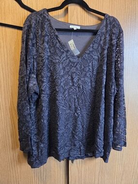 Maurices Navy Lace V-Neck Tunic Top